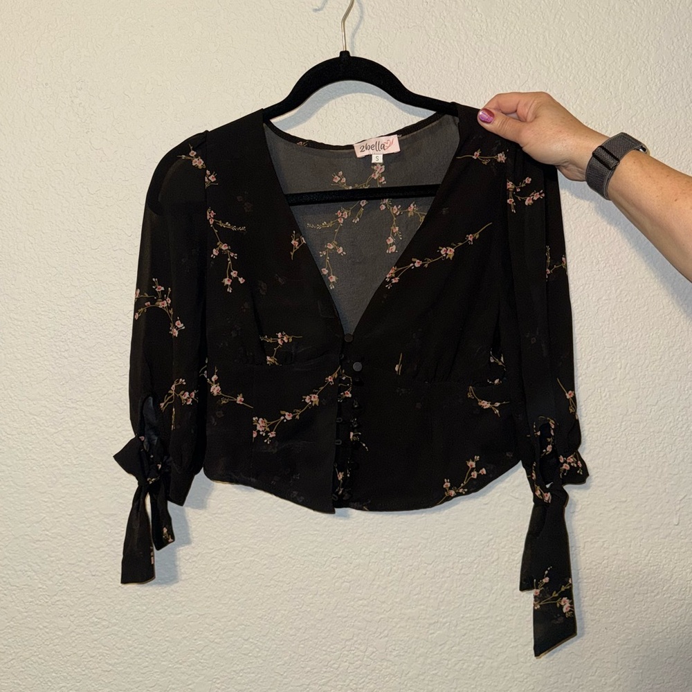 LONG SHEER BLACK LONG SLEEVE CROP TOP